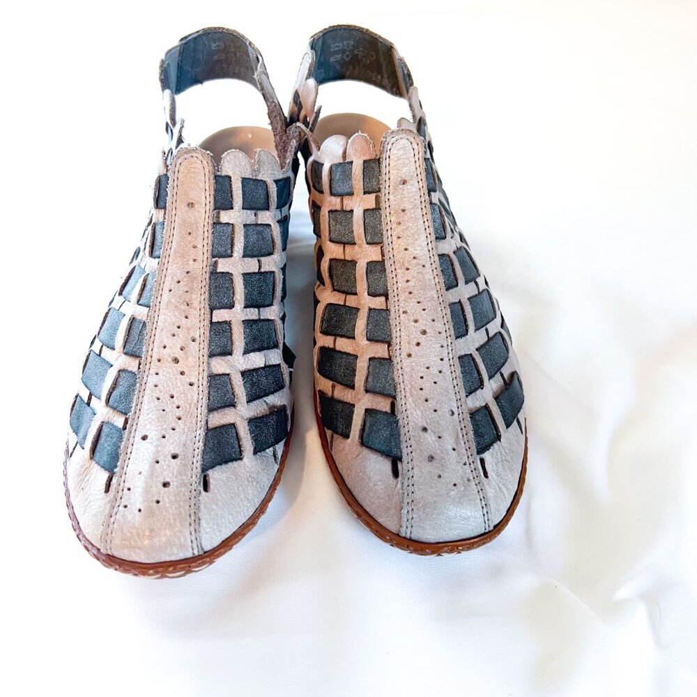 Rieker Sina 78 Woven Leather Closed Toed Slingback Pump Size 41/10 - Picture 8 of 13